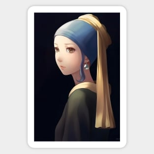 Girl with a Pearl Earring - Anime Wallpaper Sticker